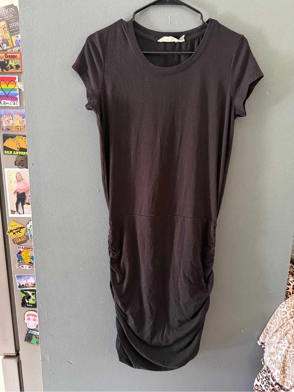 Athleta Women's Black Ruched Short Sleeve Dress